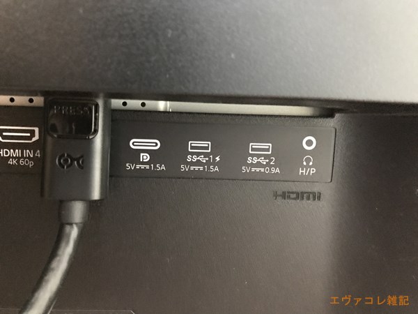 USB Cケーブルを接続する場所
